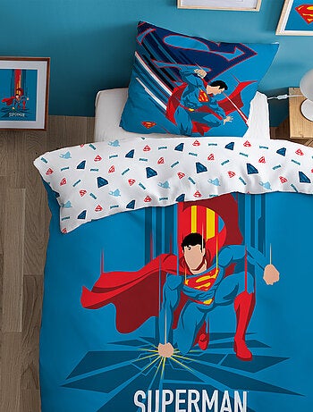 Parure de lit imprimée 100% coton, superman supera