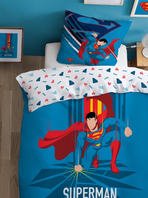 Parure de lit imprimée 100% coton, superman supera - Kiabi