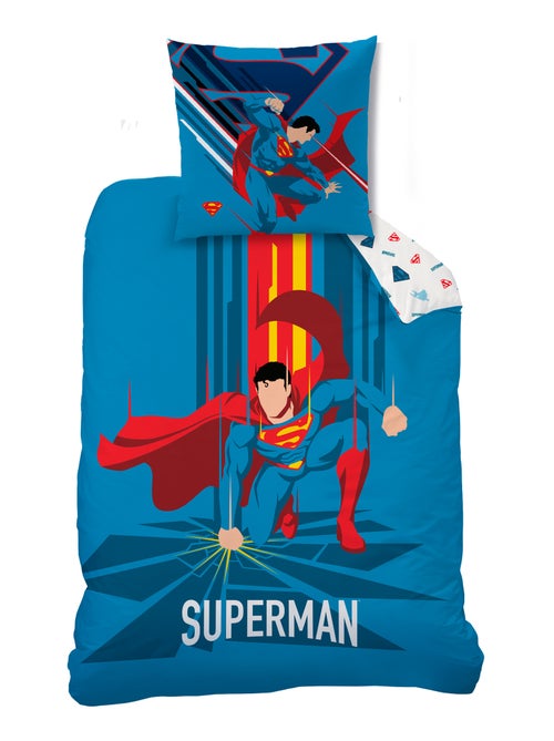 Parure de lit imprimée 100% coton, superman supera - Kiabi