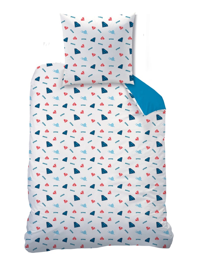 Parure de lit imprimée 100% coton, superman supera Bleu - Kiabi