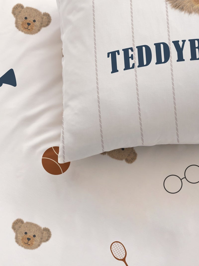 Parure de lit imprimée 100% coton, teddy bear Beige - Kiabi