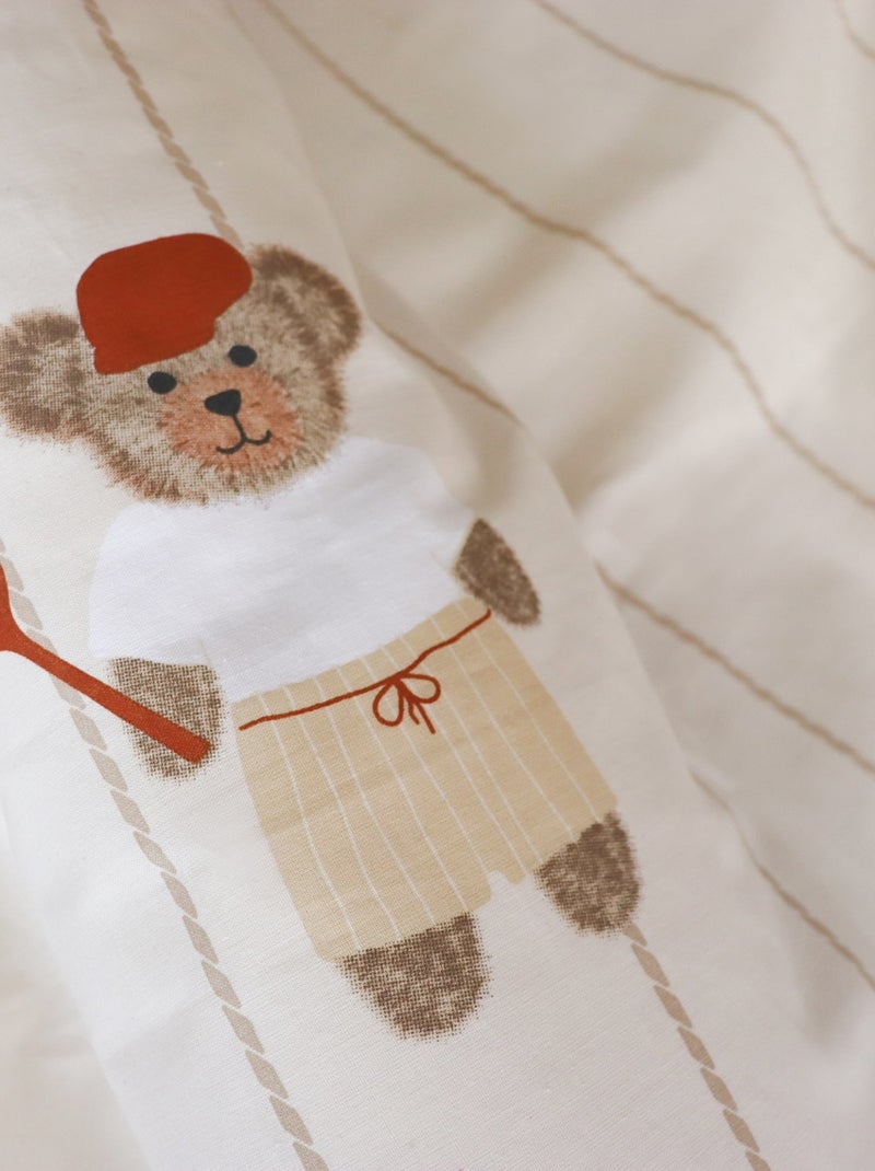 Parure de lit imprimée 100% coton, teddy bear Beige - Kiabi