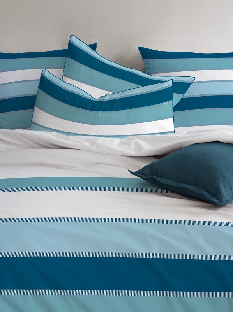 Parure de lit imprimée 100% coton, tendance océane Bleu - Kiabi