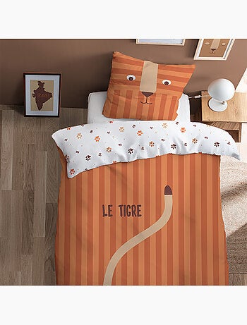 Parure de lit imprimée 100% coton, tigri