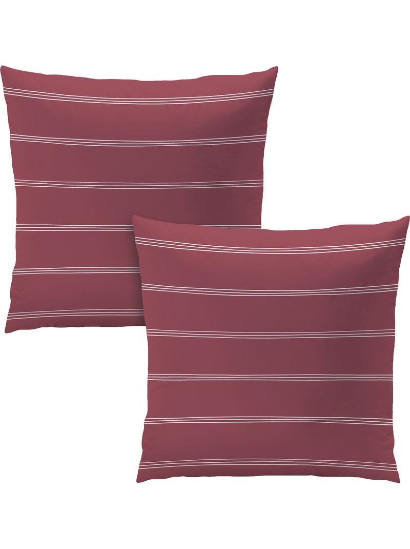 Parure de lit imprimée 100% coton, urban stripes Rouge carmin - Kiabi