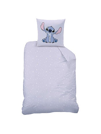 Parure de lit imprimée + drap housse 100% coton, disney home stitch happy