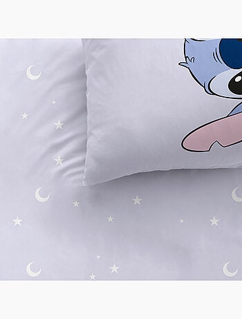 Parure de lit imprimée + drap housse 100% coton, disney home stitch happy