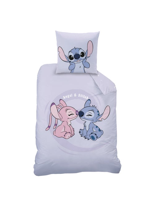 Parure de lit imprimée + drap housse 100% coton, disney home stitch happy - Kiabi