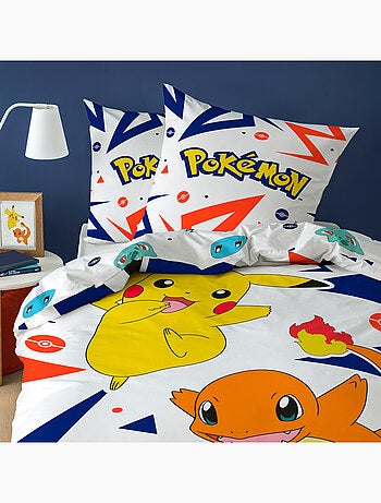 Parure de lit imprimée + drap housse 100% coton, pokemon ziggy