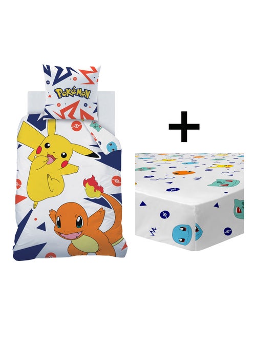 Parure de lit imprimée + drap housse 100% coton, pokemon ziggy - Kiabi