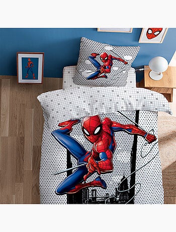 Parure de lit imprimée + drap housse 100% coton, spiderman hero