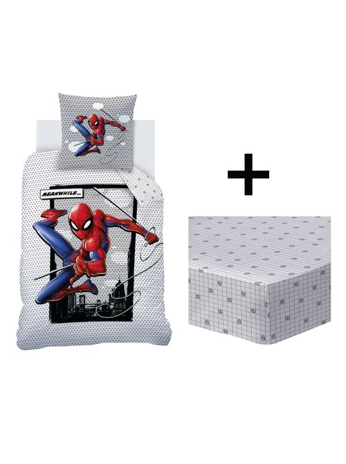 Parure de lit imprimée + drap housse 100% coton, spiderman hero - Kiabi