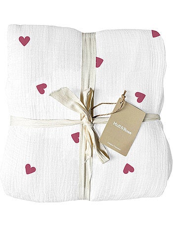 Parure de lit imprimée en gaze de coton, coeur
