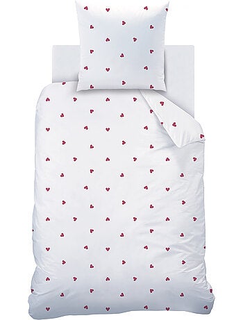 Parure de lit imprimée en gaze de coton, coeur