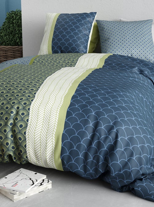 Parure de lit imprimée housse de couette + 2 taies d'oreiller - 2 personnes - Kiabi