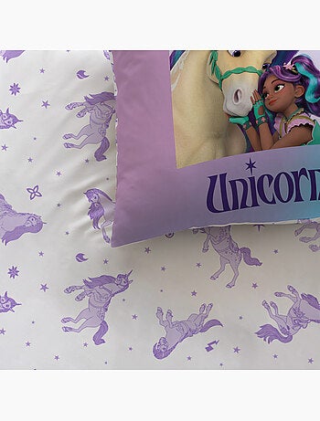 Parure de lit imprimée, l'école des licornes, unicorn academy stars