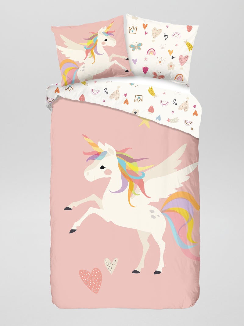 Parure de lit 'licorne' - 1 personne Rose - Kiabi