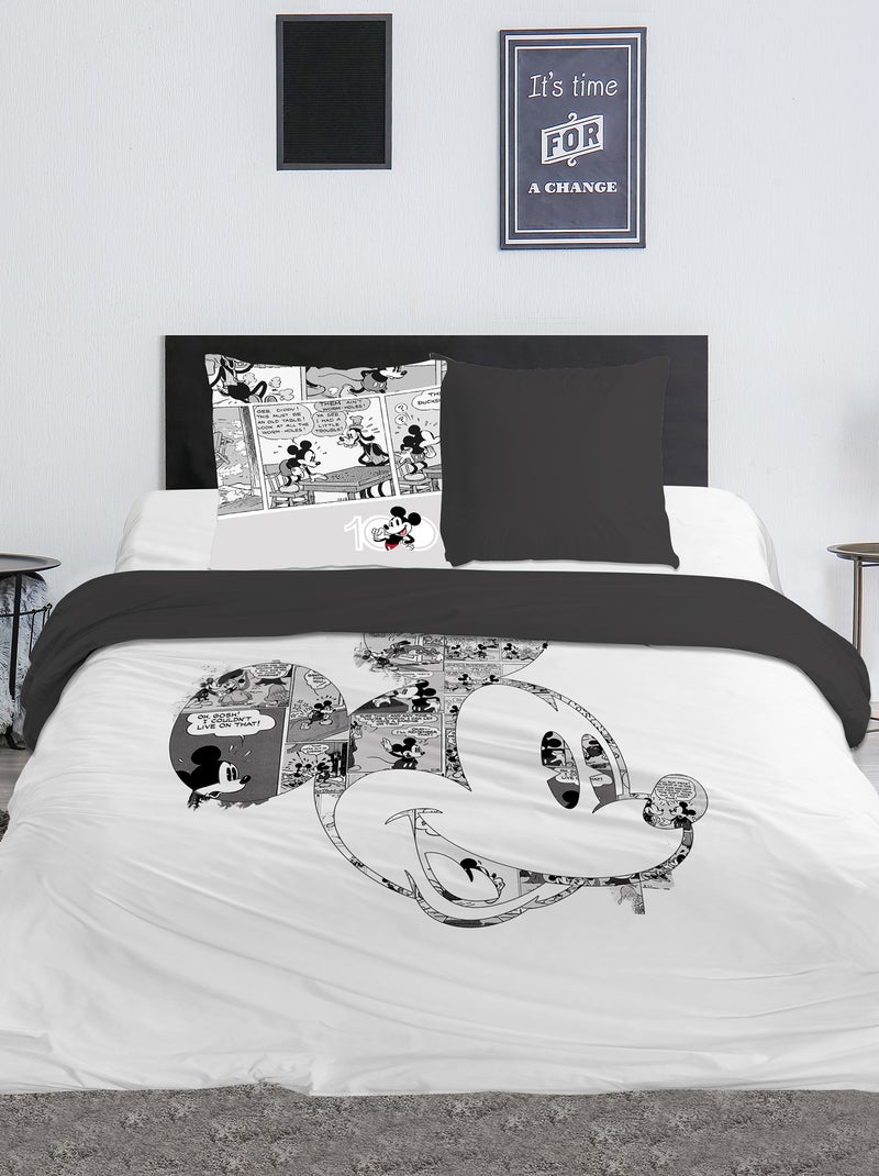 Parure de lit 'Mickey' - 2 personnes noir/blanc - Kiabi
