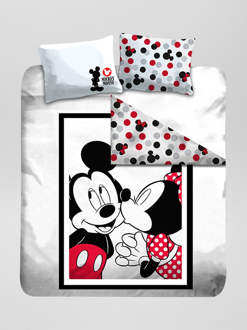 Parure de lit 'Mickey et 'Minnie' - 2 personnes Noir/blanc - Kiabi
