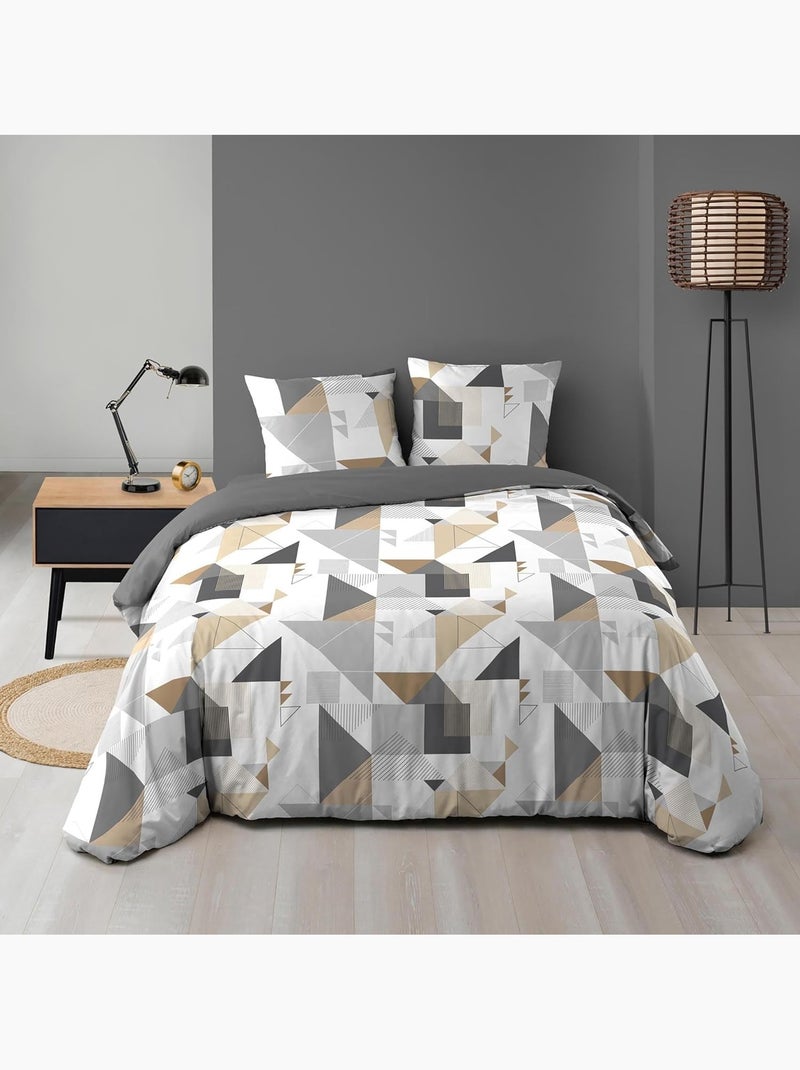 Parure de lit Microfibre Trigone Douceur d'Intérieur Blanc - Kiabi