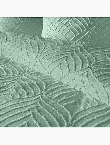 Parure de lit – microfibre tuftée motif feuilles + 2 taies
