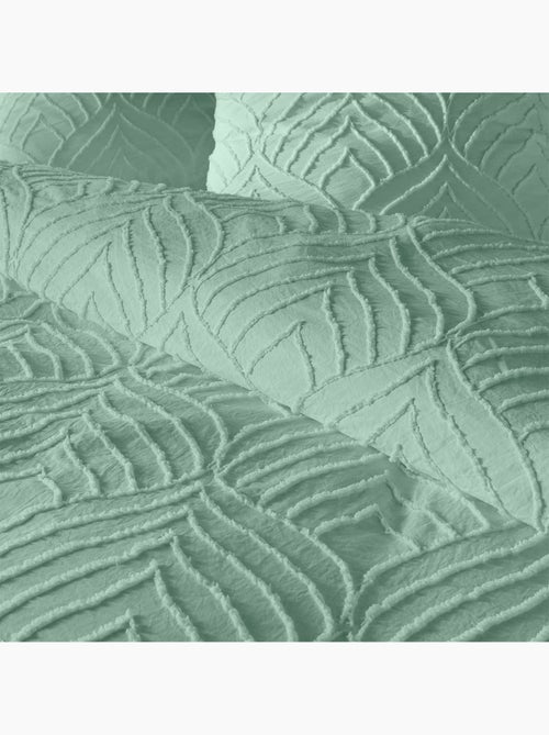 Parure de lit – microfibre tuftée motif feuilles + 2 taies - Kiabi