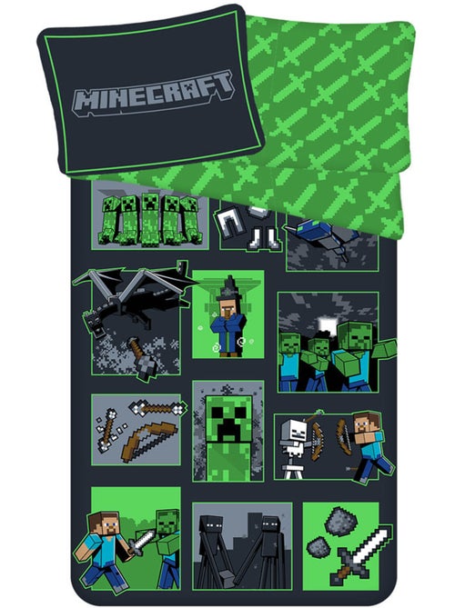 Parure de Lit Minecraft Survival Mode 140x200 cm - Housse de couette enfant - Kiabi Parure de Lit Minecraft Survival Mode 140x200 cm - Housse de couette enfant - Kiabi