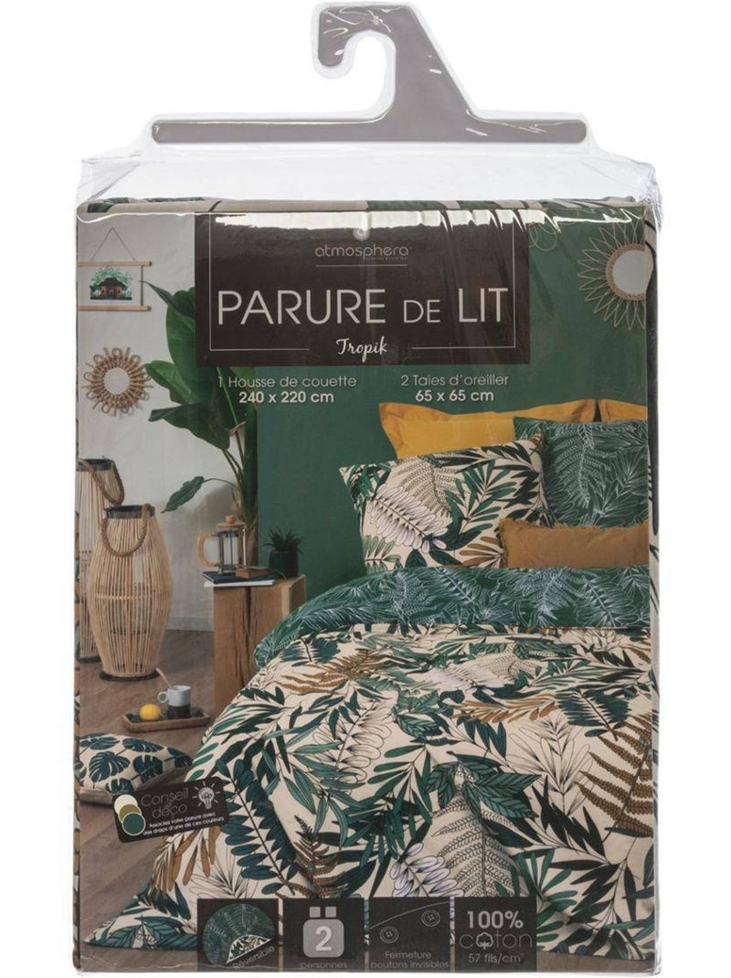 Parure de lit motifs végétaux TROPIK Vert - Kiabi