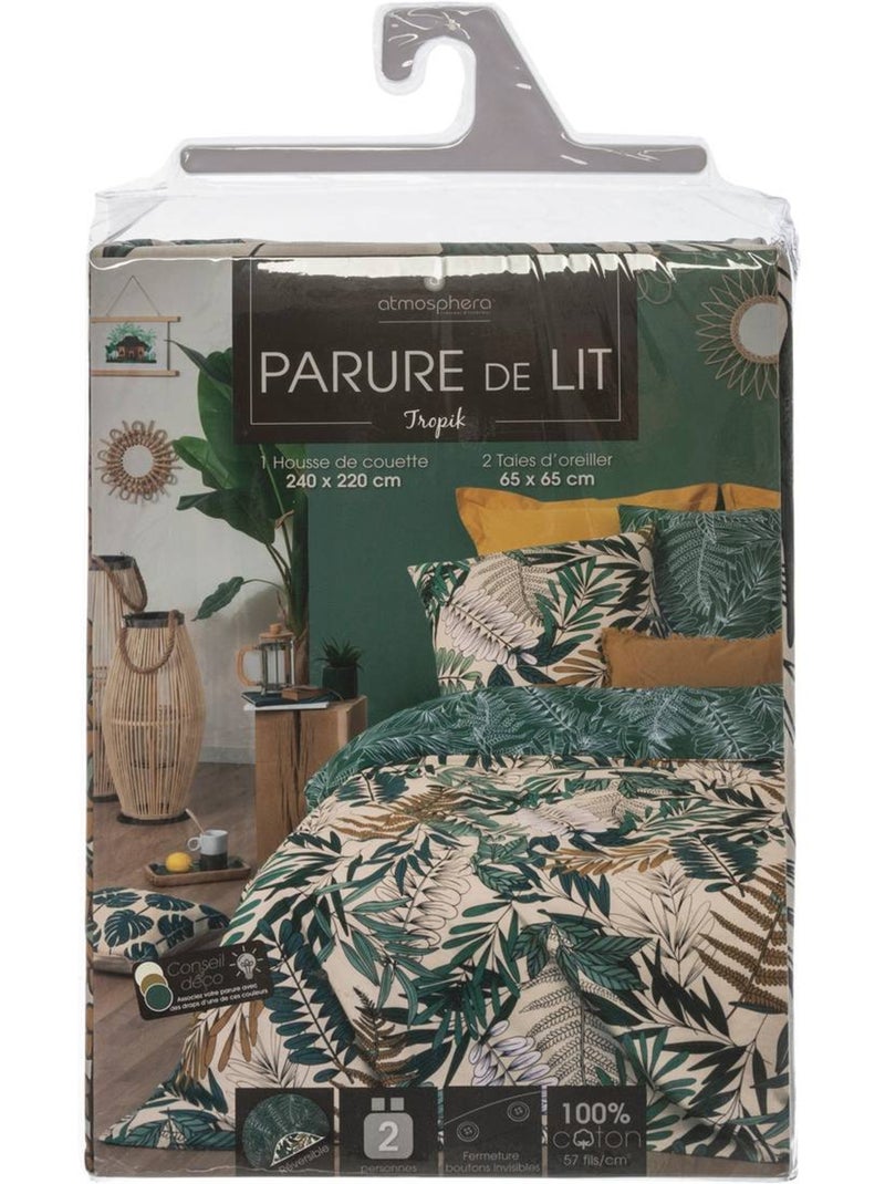 Parure de lit motifs végétaux TROPIK Vert - Kiabi