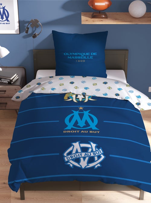 Parure de lit 'Olympique de Marseille' 2 pièces 1 personne : housse de couette + taie d'oreiller - Kiabi Parure de lit 'Olympique de Marseille' 2 pièces 1 personne : housse de couette + taie d'oreiller - Kiabi