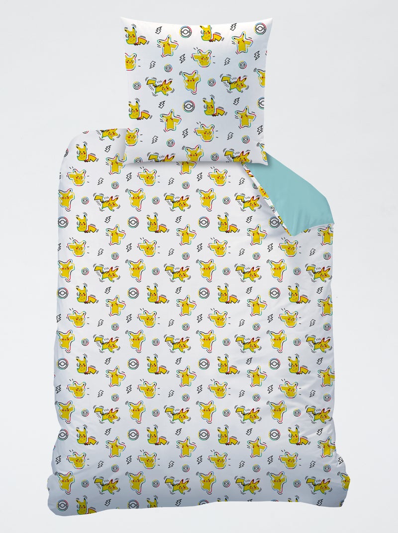 Parure de lit 'Pokemon' 2 pièces 1 personne : housse de couette + taie d'oreiller Bleu - Kiabi