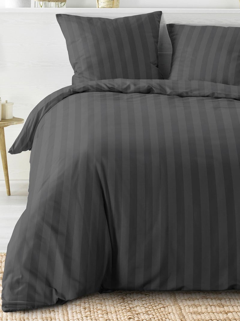 Parure de lit rayures dans le tissage Gris - Kiabi