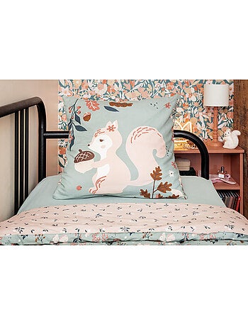 Parure de lit réversible + 2 taies d’oreiller – coton 57 fils – ecureuil tamia