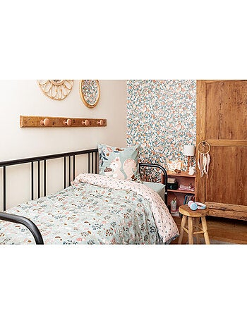 Parure de lit réversible + 2 taies d’oreiller – coton 57 fils – ecureuil tamia