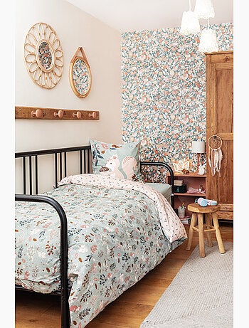 Parure de lit réversible + 2 taies d’oreiller – coton 57 fils – ecureuil tamia