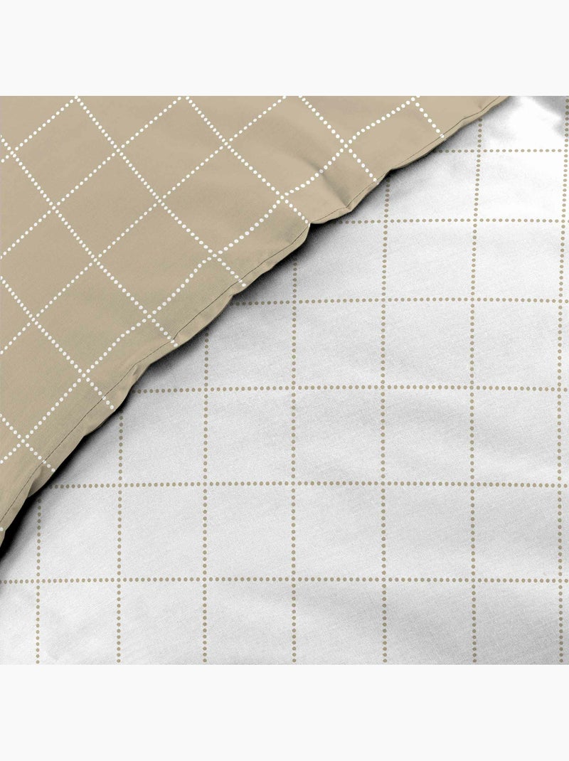 Parure de lit réversible – carreaux chic – 100% coton 57 fils – 2 taies 63x63 cm Blanc - Kiabi
