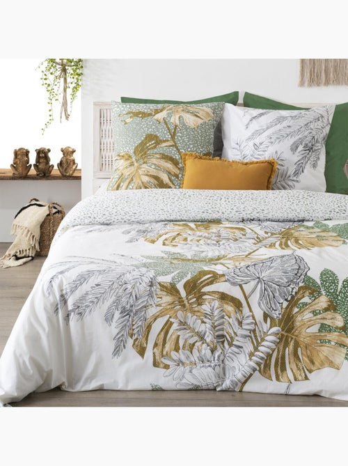 Parure de lit réversible en coton MONSTERA - Kiabi