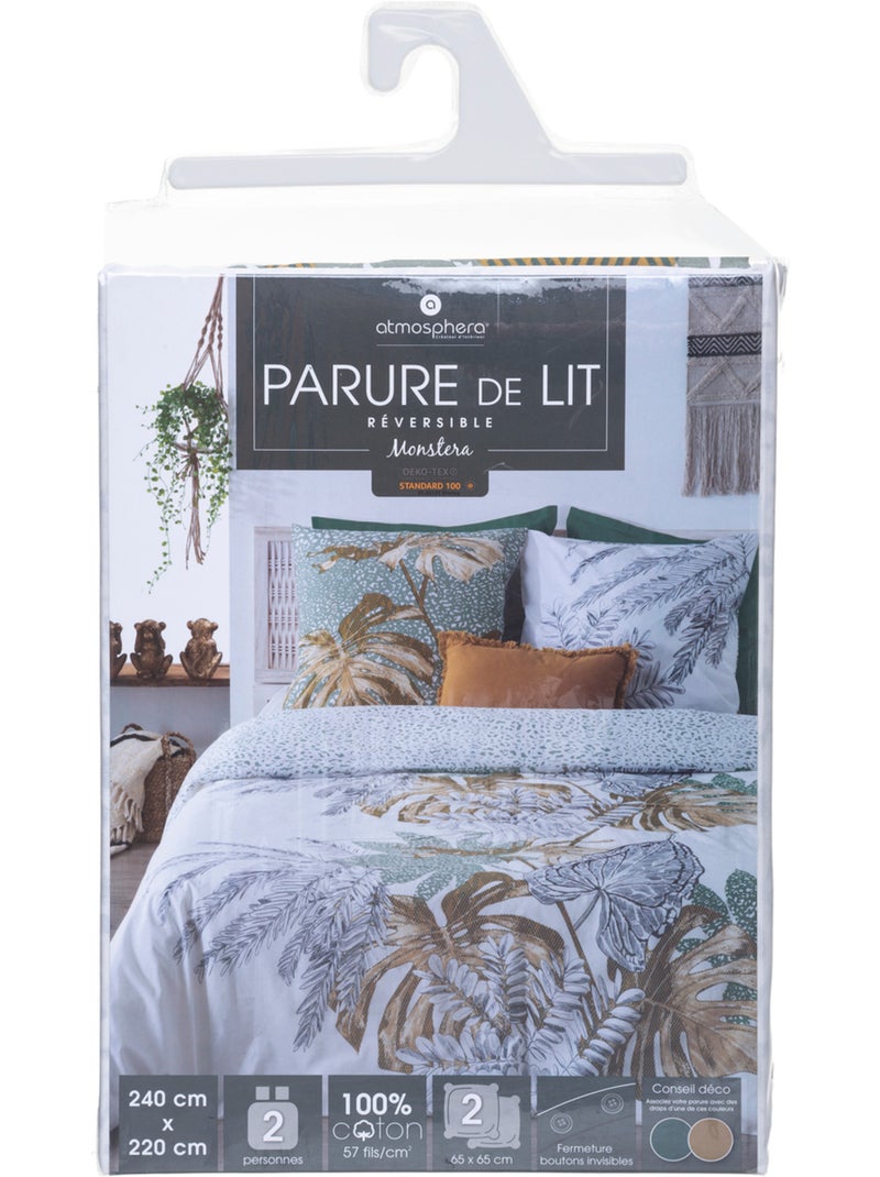 Parure de lit réversible en coton MONSTERA Multicolore - Kiabi
