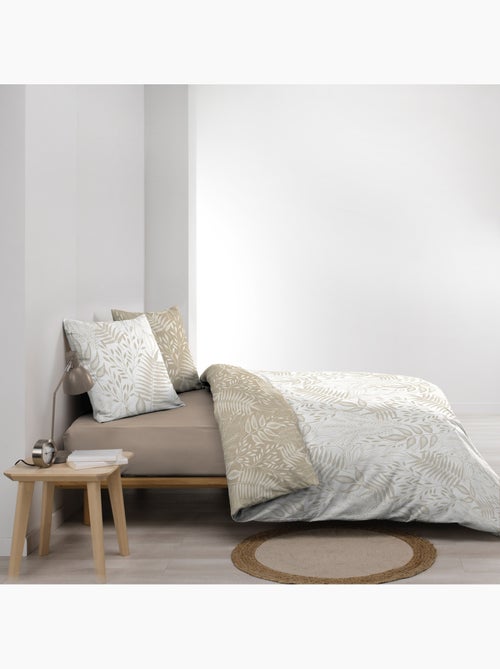 Parure de lit réversible en coton motif feuillage - Kiabi Parure de lit réversible en coton motif feuillage - Kiabi