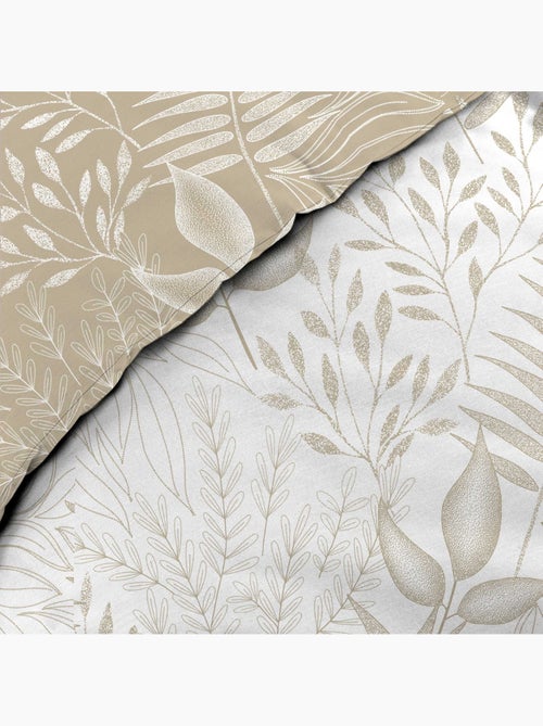 Parure de lit réversible en coton motif feuillage - Kiabi Parure de lit réversible en coton motif feuillage - Kiabi