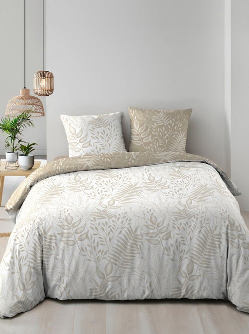 Parure de lit réversible en coton motif feuillage - Kiabi Parure de lit réversible en coton motif feuillage - Kiabi