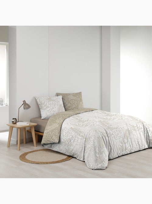 Parure de lit réversible en coton motif feuillage - Kiabi Parure de lit réversible en coton motif feuillage - Kiabi