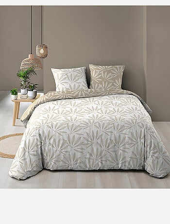 Parure de lit réversible en coton motif feuillage naturel