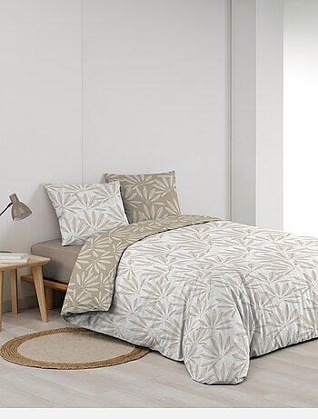 Parure de lit réversible en coton motif feuillage naturel