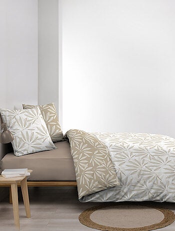 Parure de lit réversible en coton motif feuillage naturel