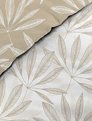 Parure de lit réversible en coton motif feuillage naturel