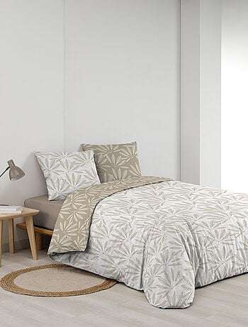 Parure de lit réversible en coton motif feuillage naturel