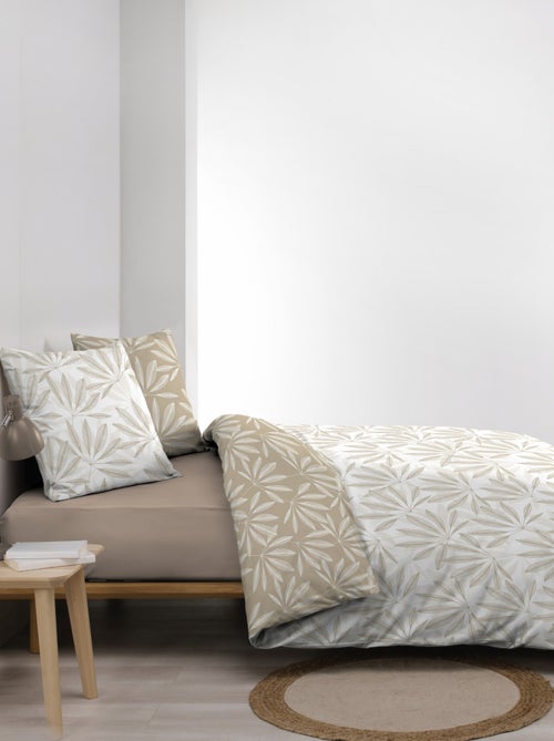 Parure de lit réversible en coton motif feuillage naturel - Kiabi Parure de lit réversible en coton motif feuillage naturel - Kiabi