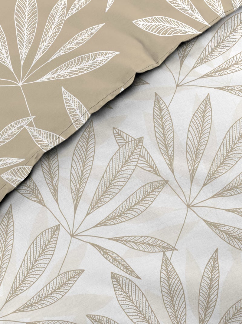 Parure de lit réversible en coton motif feuillage naturel Beige grès - Kiabi