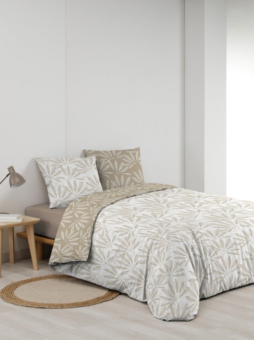 Parure de lit réversible en coton motif feuillage naturel - Kiabi Parure de lit réversible en coton motif feuillage naturel - Kiabi